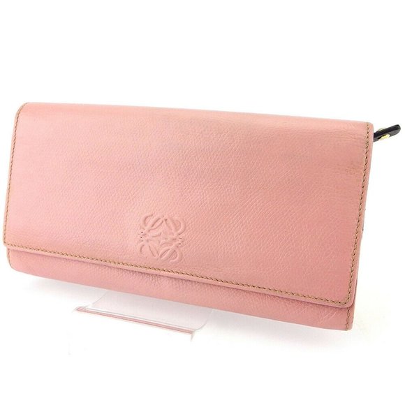 LOEWE wallet anagram pink leather Authentic used - Picture 1 of 9